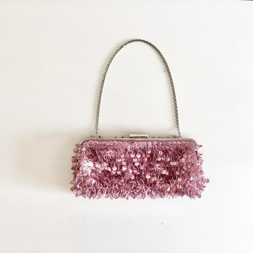 BCBGMaxAzria Pink Sequin Clutch